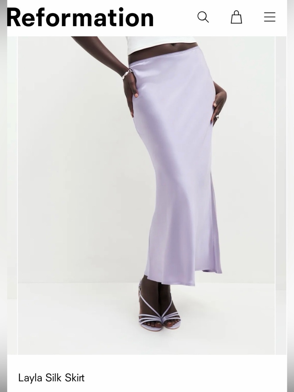 Reformation Layla Silk Skirt Aura - Size 4